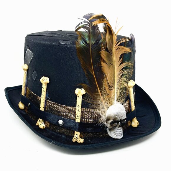 Steampunk Top Hat Metallic Scientist Time Traveler Halloween Costume Cosplay Hat - Picture 3 of 7